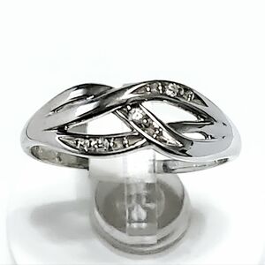 10K Gold Diamond Wave Band Ring 7